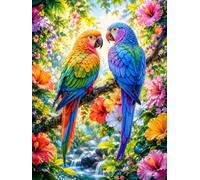 120-Piece Jigsaw Puzzle for Adults, Colorful Parrots Landscape | Well-fitted puzzle pieces, premium cardboard, vibrant scenery art, stress relief, wall decoration option