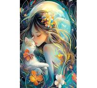 120 Piece Jigsaw Puzzle for Adults Flower Cat Girl - Fun Challenges & Brainteasing Adult Jigsaws - Puzzle Games 120 Piece