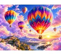 120-Piece Jigsaw Puzzle for Adults, Hot Air Balloon Sky Landscape | Well-fitted puzzle pieces, premium cardboard, vibrant scenery art, stress relief, wall decoration option