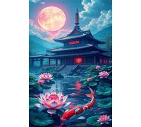 120 Piece Jigsaw Puzzle for Adults Moon Lotus Koi - Fun Challenges & Brainteasing Adult Jigsaws - Puzzle Games 120 Piece