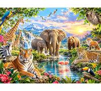 120-Piece Jigsaw Puzzle for Adults, Safari Savanna Landscape | Well-fitted puzzle pieces, premium cardboard, vibrant scenery art, stress relief, wall decoration option