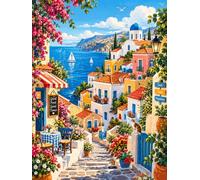 120-Piece Jigsaw Puzzle for Adults, Santorini View Landscape | Well-fitted puzzle pieces, premium cardboard, vibrant scenery art, stress relief, wall decoration option