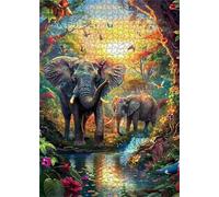 120 Piece Jigsaw Puzzles for Adults Animal Elephant Puzzle Fun Challenges Perfect for Relaxation Letter Printed on Back Interlock Perfectly No Dust for Men Women Elders Seniors 9.8 x 7.9 inch