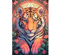 120 Piece Jigsaw Puzzles for Adults Animal Tiger Flower Puzzle Fun Challenges Perfect for Relaxation Letter Printed on Back Interlock Perfectly No Dust for Men Women Elders Seniors 9.8 x 7.9 inch