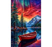 120 Piece Jigsaw Puzzles for Adults Aurora Tree Boat Challenging Puzzle Educational Games Puzzle for Adults 120 Pieces Family Game Great Gift Idea, 9.8 x 7.9 inch