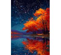 120 Piece Jigsaw Puzzles for Adults, Educational Games, Difficult, Logic Puzzles, Starry Sky Trees Lake Puzzles for Adults, Puzzle 120 Pieces