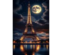 120 Piece Jigsaw Puzzles for Adults, Eiffel Tower Moon 9.8x7.9 inch, Challenging Brain Teaser Puzzle, Premium Cardboard Hobby Gift for Adults & Seniors