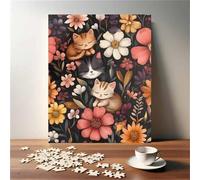 120 Piece Jigsaw Puzzles for Adults Flower Cat Puzzle Fun Challenges Perfect for Relaxation Letter Printed on Back Interlock Perfectly No Dust for Men Women Elders Seniors 9.8 x 7.9 inch