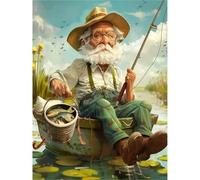 120 Piece Jigsaw Puzzles for Adults, Impossible Hard Difficult Challenging jigsaw puzzle 120 pieces adult Puzzles Classic Educational Games 25x20cm,Old Man Fishing