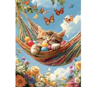 120 Piece Jigsaw Puzzles for Adults, Impossible Hard Difficult Challenging jigsaw puzzle 120 pieces adult Puzzles Classic Educational Games 25x20cm,Cute Cat Hammock
