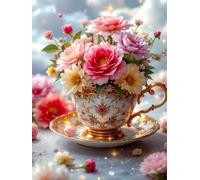 120 piece Jigsaw Puzzles for Adults Impossible Hard Difficult Challenging Puzzle, jigsaws 120 pieces for adults Fun Activity & Present for The Whole Family, Theme:Flower Teacup