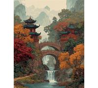 120 piece Jigsaw Puzzles for Adults Impossible Hard Difficult Challenging Puzzle, jigsaws 120 pieces for adults Fun Activity & Present for The Whole Family, Theme:Pavilions Bridge Tree