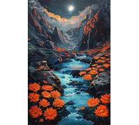 120 piece Jigsaw Puzzles for Adults Impossible Hard Difficult Challenging Puzzle, jigsaws 120 pieces for adults Fun Activity & Present for The Whole Family, Theme:Orange Daisies River