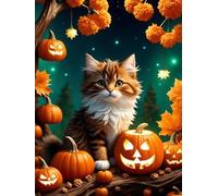 120 piece Jigsaw Puzzles for Adults Impossible Hard Difficult Challenging Puzzle, jigsaws 120 pieces for adults Fun Activity & Present for The Whole Family, Theme:Cat Tree Pumpkin