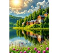 120 piece Jigsaw Puzzles for Adults Impossible Hard Difficult Challenging Puzzle, jigsaws 120 pieces for adults Fun Activity & Present for The Whole Family, Theme:Green Hills Villa