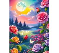 120 piece Jigsaw Puzzles for Adults Impossible Hard Difficult Challenging Puzzle, jigsaws 120 pieces for adults Fun Activity & Present for The Whole Family, Theme:Moon River Rose