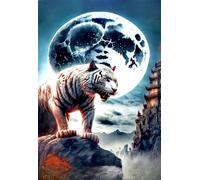 120 Piece Jigsaw Puzzles for Adults Moon Animal Tiger Challenging Puzzle Educational Games Puzzle for Adults 120 Pieces Family Game Great Gift Idea, 9.8 x 7.9 inch
