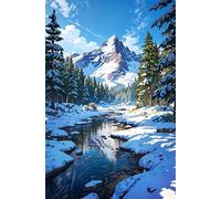 120 Piece Jigsaw Puzzles for Adults Snowy Forests River Challenging Puzzle Educational Games Puzzle for Adults 120 Pieces Family Game Great Gift Idea, 9.8 x 7.9 inch