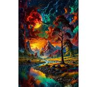 120 Piece Jigsaw Puzzles for Adults Starry Sky Mountains, Educational Games, Challenging & Brainteasing for Men Women Elders Seniors, Puzzle 120 Pieces