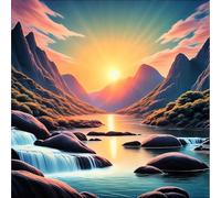 120 Piece Jigsaw Puzzles for Adults Sunrise Mountains Rivers, Educational Games, Impossible Hard Difficult Challenging, Relaxation Jigsaw Puzzles for Adults 120 Pieces 17.7x17.7 inch