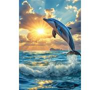120 Piece Jigsaw Puzzles for Adults Sunrise Ocean Dolphin Puzzle Fun Challenges Perfect for Relaxation Letter Printed on Back Interlock Perfectly No Dust for Men Women Elders Seniors 9.8 x 7.9 inch