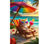 120 Piece Jigsaw Puzzles for Adults, Tropical Beach Cat Classic Puzzle, 9.8x7.9 inch, Premium Interlocking No Dust, Family Indoor Activity