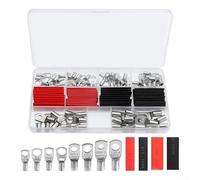 120 Piece Wire Connector Kit with Ring Terminals and Heat Shrink Tubes for Electrical Installation Marine Solar Panel Assortment 4 Sizes Copper Lugs Flared Design with Moisture Res