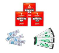 120-Piece Yorkshire Tea Set - 30 Individually Wrapped Bags, 30 Lakeland UHT Milk Sachets, 60 SilverSpoon Sugar Sticks | Beverage Bundle for Office, Travel & Home | Espresso Yourself
