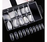 120 Pieces Acrylic Nail Tips Fake Coffin Nail Full Cover Ballerina Shape Nails 10 Sizes Women Artificial False Nail in Clear Box (Clear)
