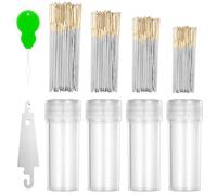 120 Pieces Cross Stitch Needles 22 & 24 & 26 & 28 Gauge Blunt tip Needle Golden Stainless Steel Large Eye Embroidery Hand Sewing Needles in Clear Box with 2 Needle Threader