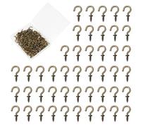 120 Pieces Cup Hooks Nickel Plated Hooks, Screw Hooks Antique Brass Vintage Ceiling Hooks, 1/2 Inch Small Hooks for Hanging Plants, Cups, Art, Kitchen Garden