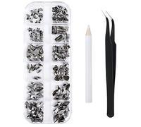 120 Pieces Flatback Rhinestones for Crafts, Nail Gems Gemstones Crystals Jewels, Craft Glass Diamonds Stones Bling Bedazzler Kit with Tweezers and Picking Pen, 12 Colours, 12 Shapes Rhinestones for
