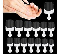 120 Pieces French Short Acrylic False Nails Tips,Half Cover Square Fake Nails Extension Sets,Nail Design for Woman Girls Finger Manicure Salon Home Nails Art DIY (12 Sizes,White Clear)