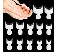 120 Pieces French Short Acrylic False Nails Tips,Half Cover Square Fake Nails Extension Sets,Nail Design for Woman Girls Finger Manicure Salon Home Nails Art DIY (12 Sizes,White Clear)