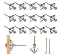 120 Pieces Grey Butterfly Plugs with Screws, Heavy Duty Expansion Tubes, Drywall Anchors Anti-Rotational, Plaster Boarding Fixings Set, Hollow Wall Expansion Plugs for Fiber Board Asbestos Board