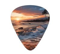 120 Pieces Guitar Picks Bulk 3 Different Thickness Personalized Guitar Picks with Storage Box Beach Hawaii Sunset Sea Wave Cloud Guitar Accessories for Bass, Electric Guitar