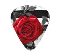 120 Pieces Guitar Picks Bulk 3 Different Thickness Personalized Guitar Picks with Storage Box Black Stripes White Red Flowers Guitar Accessories for Bass, Electric Guitar, Lovers