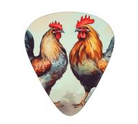 120 Pieces Guitar Picks in Bulk, 3 Different Thickness Custom Guitar Tips with Storage Box, Rooster and Chicken Guitar Accessories, for Guitar Lovers