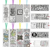 120 Pieces Inspirational Bookmarks for Students, DIY Coloring Bookmarks Double-Sided Motivational Page Clip Personalized Inspirational Book Marker for Kids Adults, School Stationary Party Gift