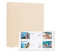 120 Pocket Photo Album for Fujifilm Instax Wide 400/300 - Linen Cover with Writing Space, Fits Polaroid Now/Now +/OneStep/OneStep 2, POP/Lab Printer & i-Type/600/SX-70 Film (Beige)