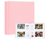 120 Pocket Photo Album for Fujifilm Instax Wide 400/300 - Linen Cover with Writing Space, Fits Polaroid Now/Now +/OneStep/OneStep 2, POP/Lab Printer & i-Type/600/SX-70 Film (Pink)