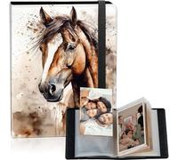 120 Pockets 5x7 Photo Album, Large Capacity Photo Album 5x7 Holds 120 Photos, Small PU Leather Cover Photo Albums for Baby Family Anniversary Wedding Pictures, Horse