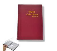 120 Pockets Coin Collection Album, 10 Pages World Coin Stock Book (Wine Red)