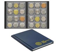 120 Pockets Coin Collection Album - Fits Coins Under 25mm, 30x30mm/1.2x1.2 Inch Pocket Coin Holder Collecting Storage Book for Penny Euros CS0112BL