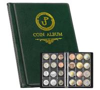 120 Pockets Coin Collection Book - Fits Coins Under 25mm, 3x3cm/1.2x1.2 Inch Coin Holder Collecting Storage Album for Penny Cents Euros CS3712GR