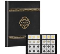 120 Pockets Coin Flip Holder Albums, 2x2 inches Coin Storage Books for Coin Cardboard Collection Holders, Collection Book Sleeves Supplies for Collectors- Deep Black(Coin Flips not Included)