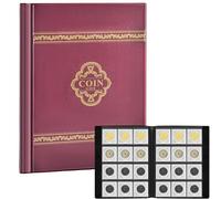 120 Pockets Coin Flip Holder Albums, 2x2 inches Coin Storage Books for Coin Cardboard Collection Holders, Collection Book Sleeves Supplies for Collectors- Red(Coin Flips not Included)