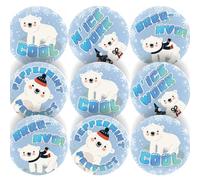 120 Polar Bears Praise Words 30mm Peppermint Scented Reward Stickers for Teachers, Parents and Party Bags