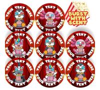120 Popcorn Animals Scented Personalised Stickers - Personalised 30 mm Scented Stickers - For Teachers Nursery Parents