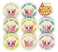 120 Popcorn Scented Personalised Stickers - Personalised 30 mm Scented Stickers - For Teachers Nursery Parents